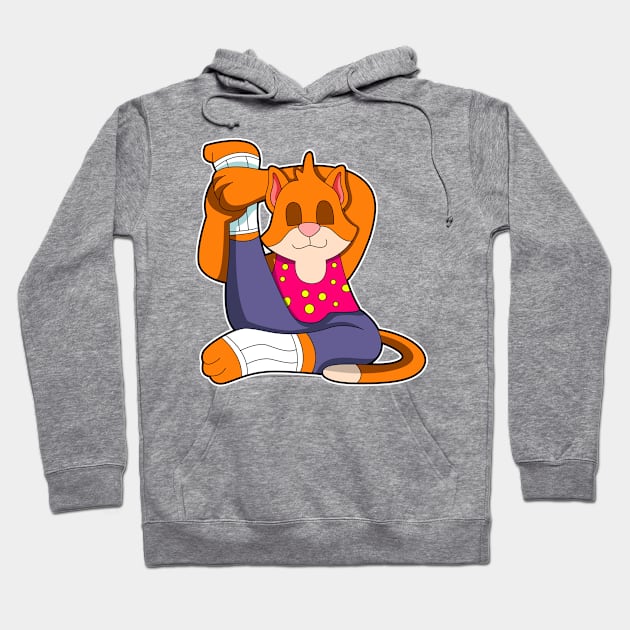 Cat at Yoga stretching exercises Legs Hoodie by Markus Schnabel